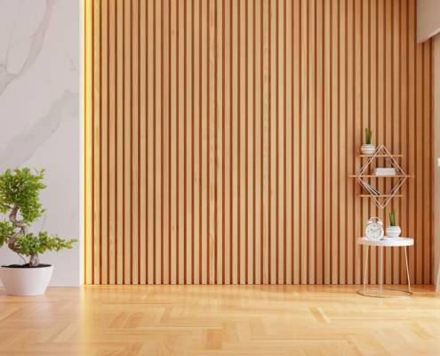 Blank living room interior with copy space, 3D rendering